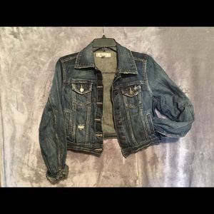 Decree Dark Wash Cropped Jean Jacket